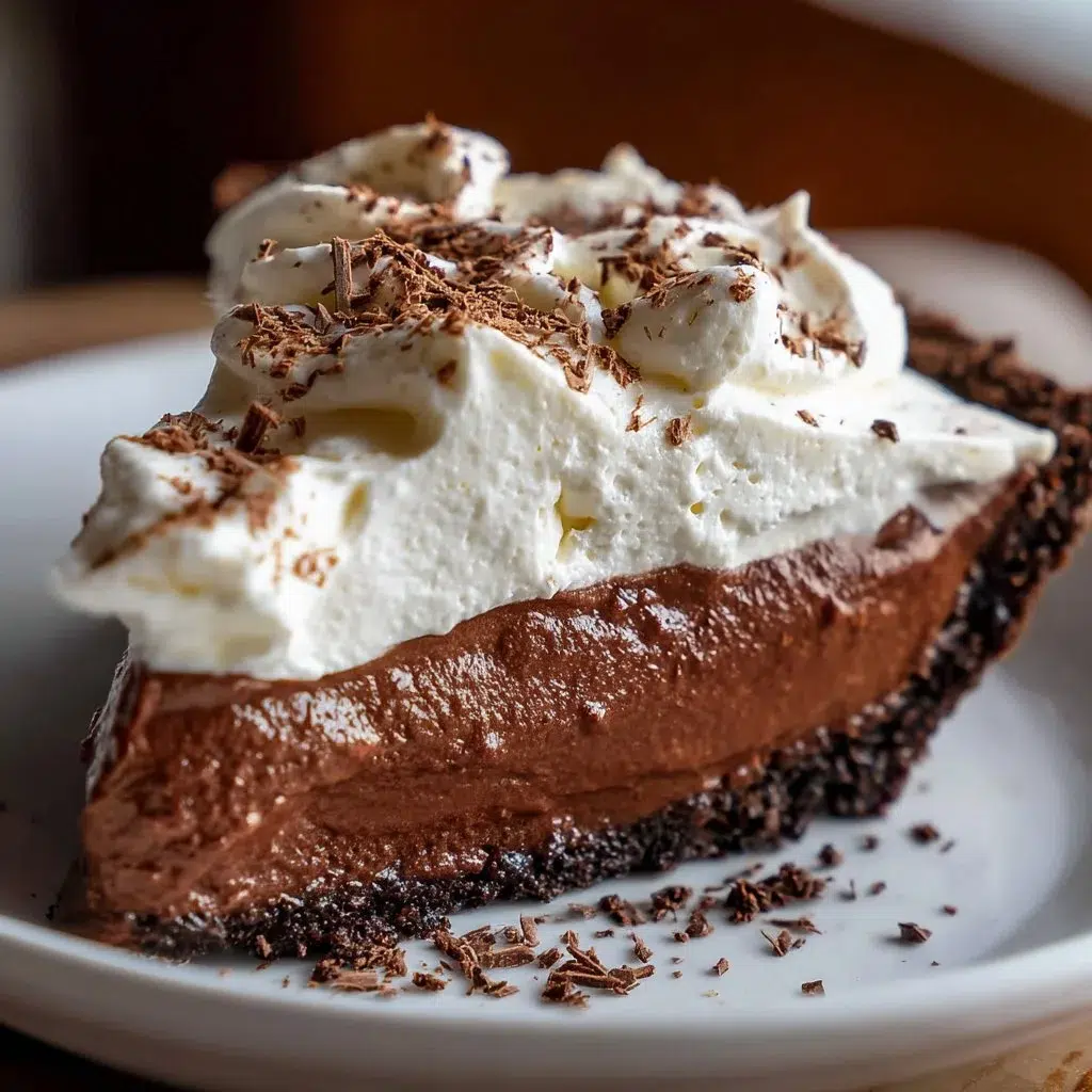 Chocolate Cream Pie 8 Delicious chocolate cream pie topped with whipped cream and chocolate shavings