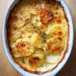 Baked Gratin Potatoes (Dauphinoise) served in a dish