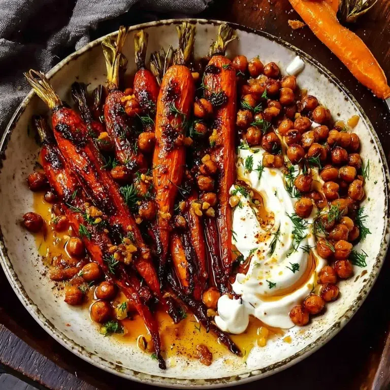 Maple Roast Carrots with Crispy Chickpeas and Creamy Garlic Yogurt