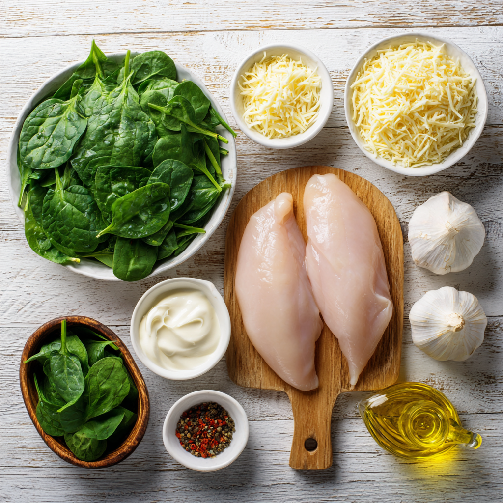 u7835592976 Neatly arranged ingredients for Creamy Spinach Pa 739135fc 5f38 4e0b bba1 b943a38a574d 1