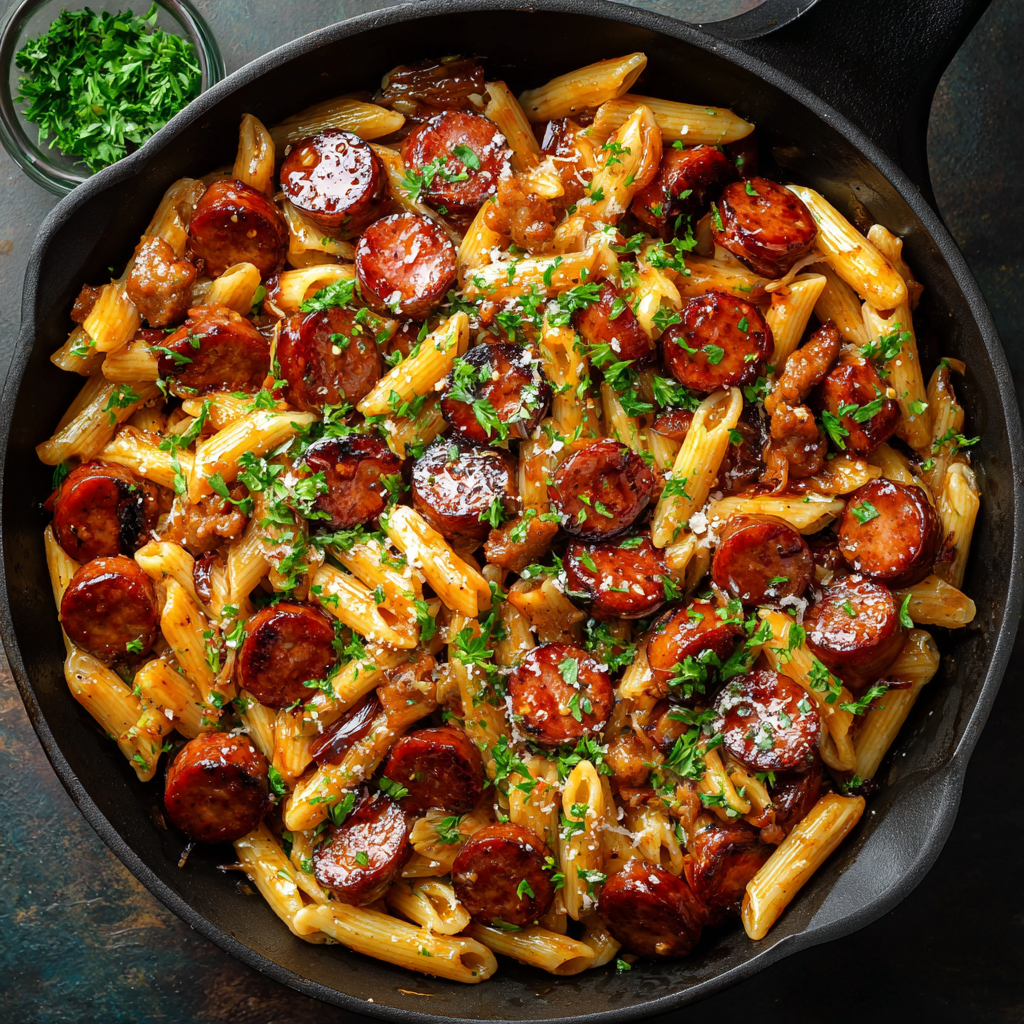 u7835592976 Sticky Honey Garlic Sausage Pasta Skillet Easy St 3f179a9f f86c 4b7a bb88 b2ceee8ee5a9 1