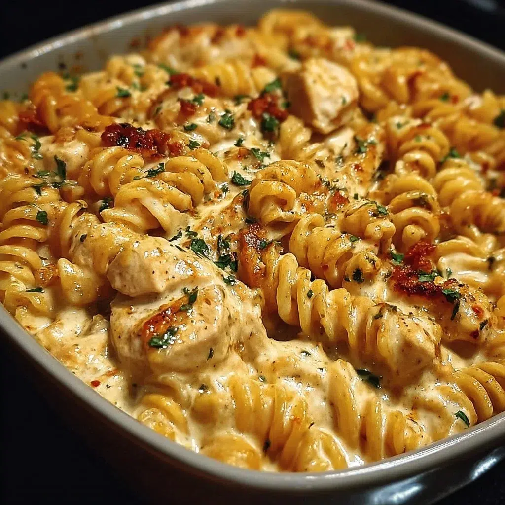 Cajun Cream Cheese Chicken Pasta Bake Recipe 8 Cajun Cream Cheese Chicken Pasta Bake fresh out of the oven, topped with herbs.