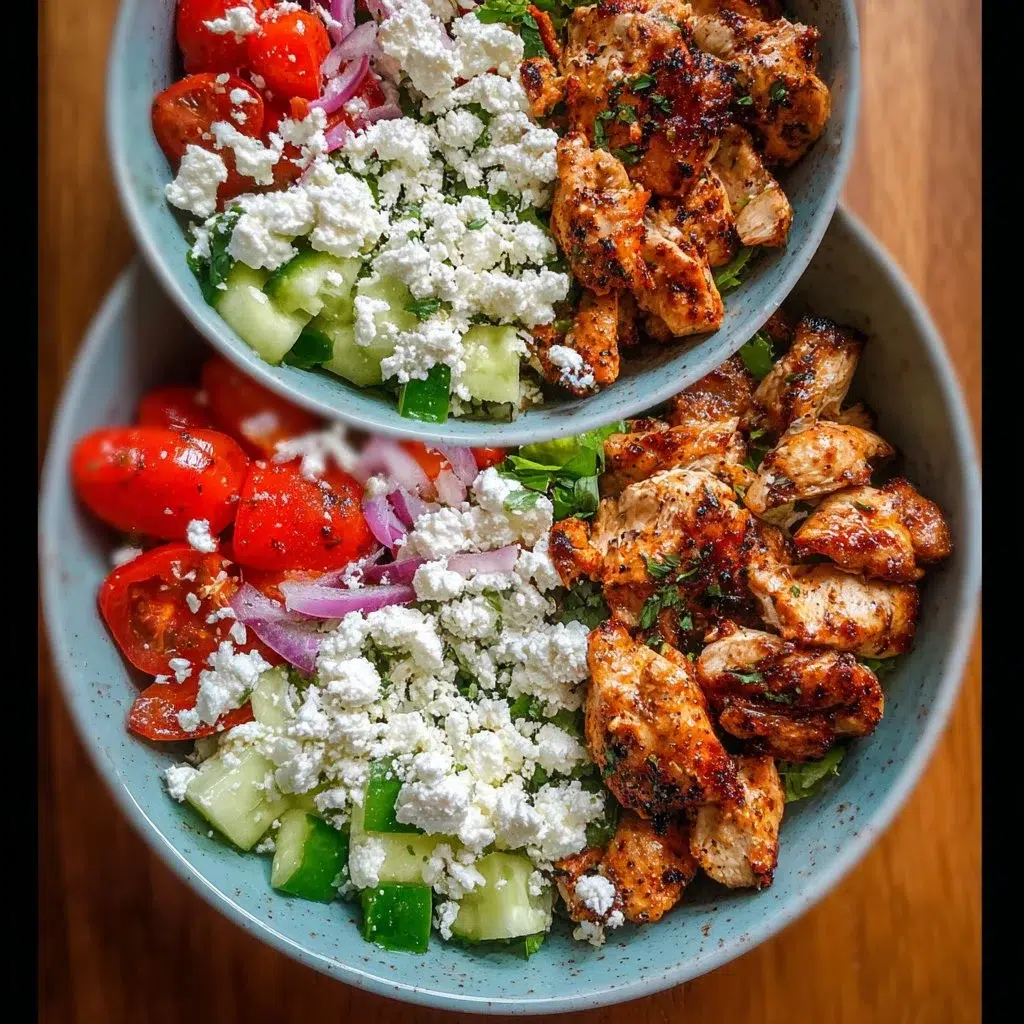 Greek Chicken Bowls – Delicious, Easy & Perfect for Busy Weeknights 8 Delicious Greek chicken bowls with fresh vegetables and tzatziki sauce
