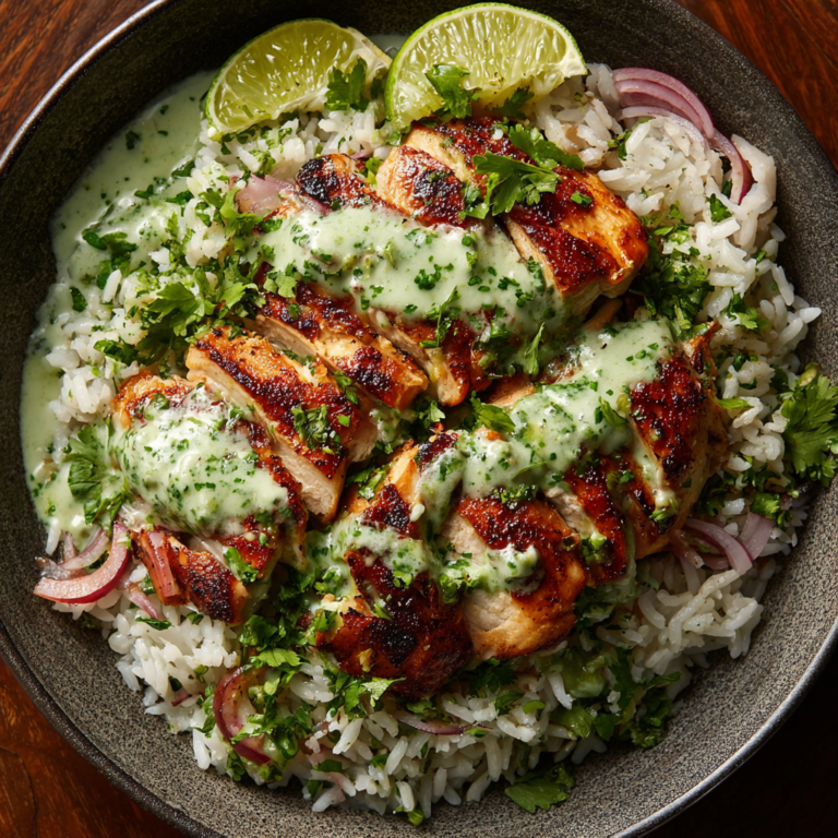 Peruvian Chicken and Rice with Green Sauce