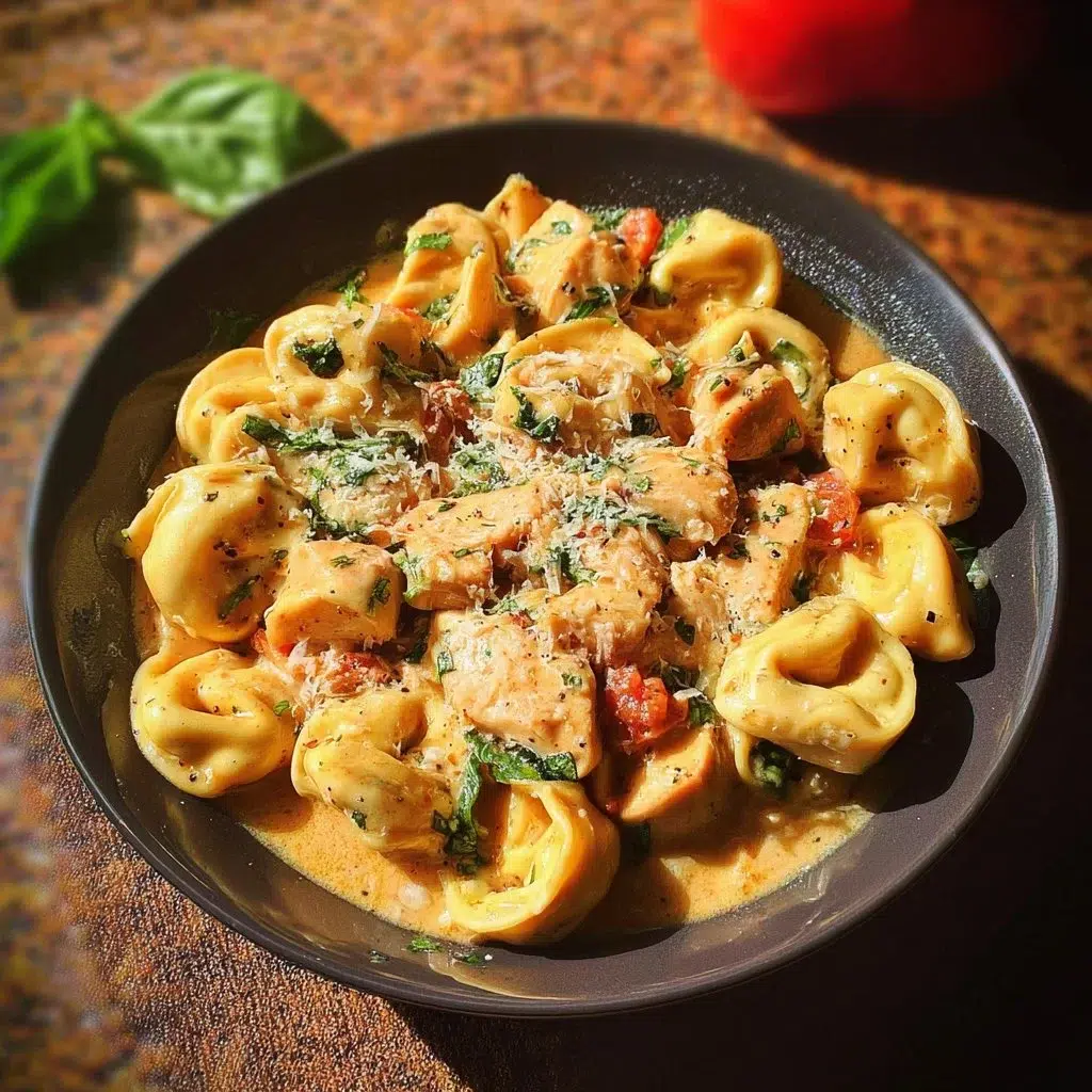 CrockPot Chicken Tortellini — Easy Cheesy Slow Cooker Meal 8 CrockPot Chicken Tortellini in a bowl garnished with parsley