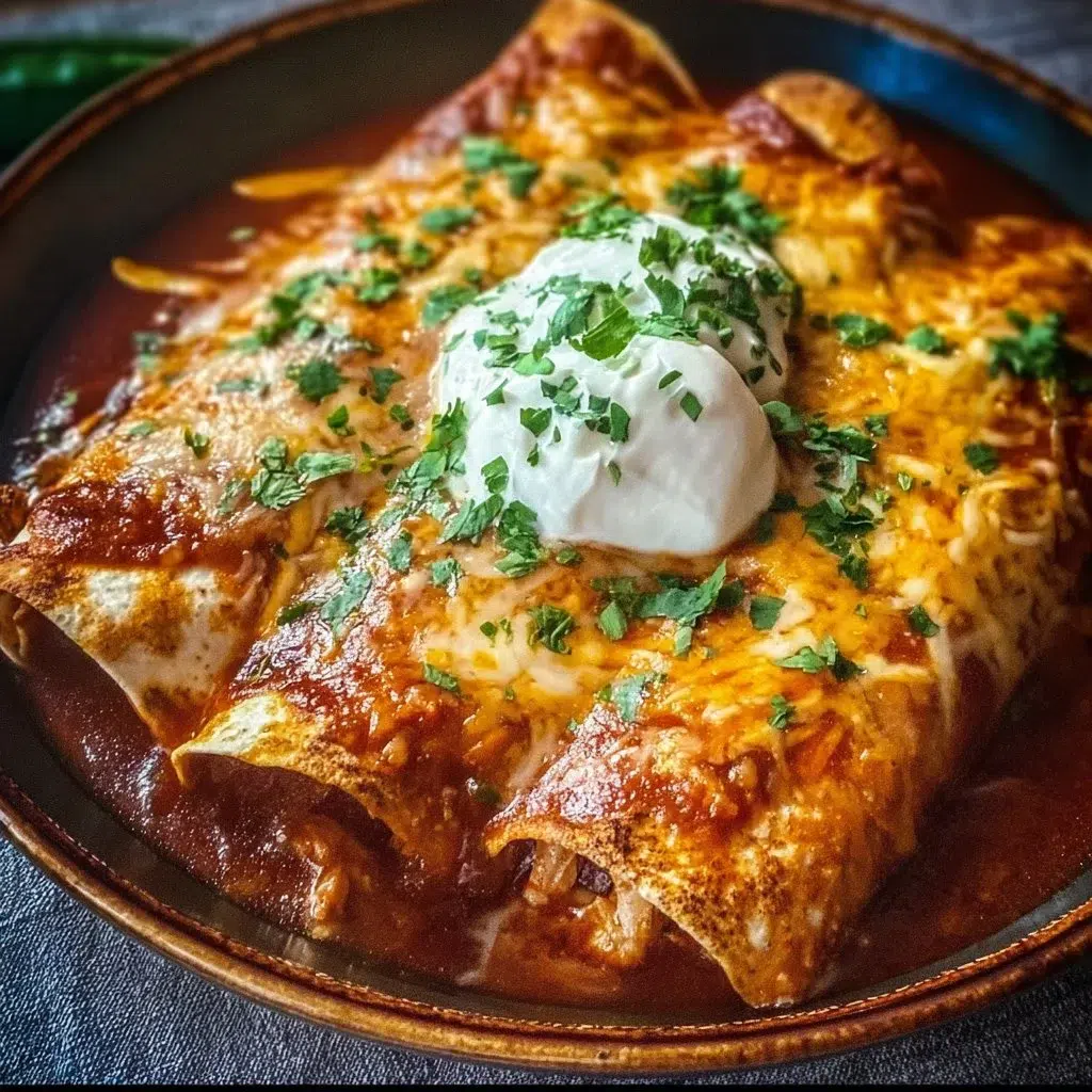 Delicious Chicken Enchiladas - Easy Family Favorite 8 Plate of delicious chicken enchiladas with cheese and toppings