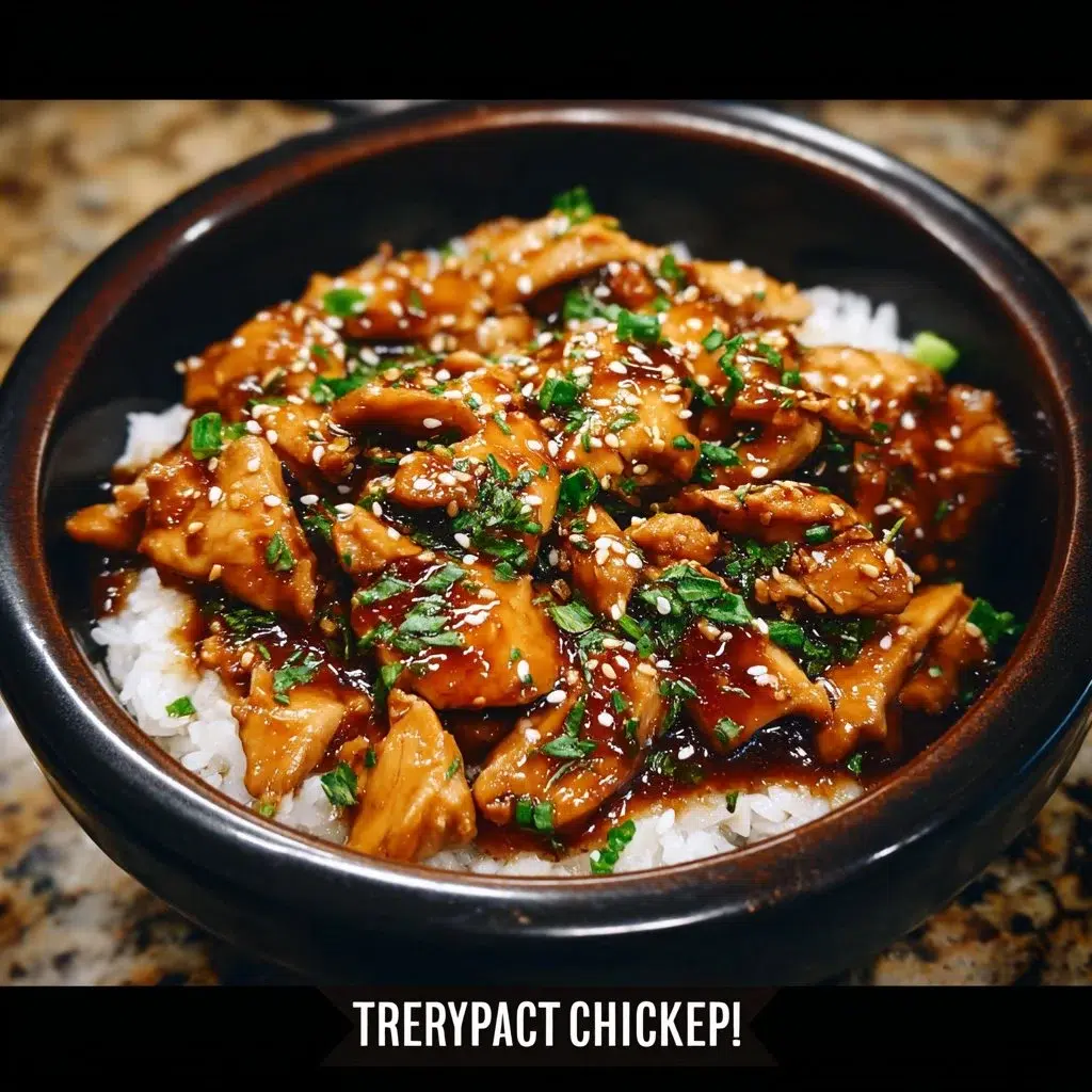 Healthy crockpot teriyaki chicken served with rice and vegetables