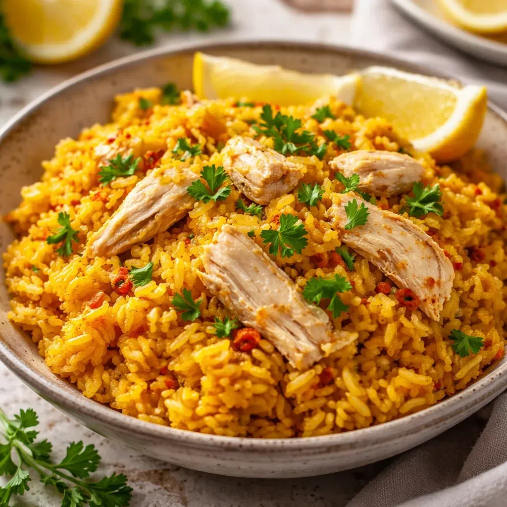 Chicken and Saffron Rice — Easy, Flavorful Weeknight Dinner 8 Delicious Chicken and Saffron Rice served on a plate