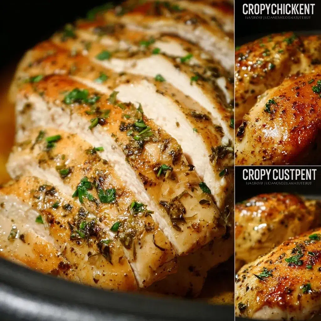Crockpot Chicken Breast — Juicy, Easy Slow Cooker Dinner 8 Crockpot chicken breast recipe with herbs and spices in a slow cooker.