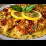 Delicious Lemon Chicken with flavorful lemon butter sauce served on a plate.