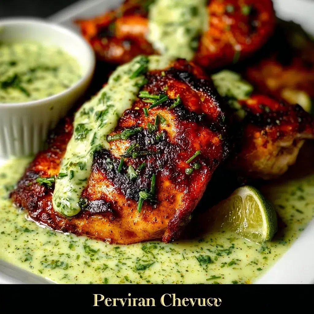 Peruvian Grilled Chicken with Creamy Green Sauce - A Delicious Recipe 8 Plate of Peruvian grilled chicken served with creamy green sauce and fresh herbs