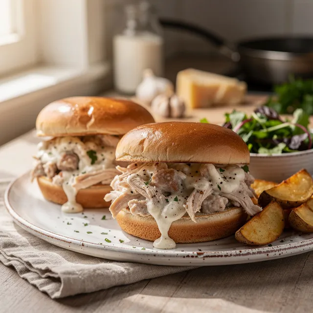 Chicken Alfredo Sloppy Joes Recipe — creamy, quick, and comforting. Try this easy family favorite. 12 wVJWZcsJzVMD9Mgd3BH8g B3cacHws