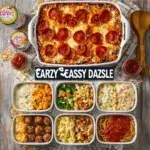 A variety of family dinner casseroles made with few ingredients for easy meals
