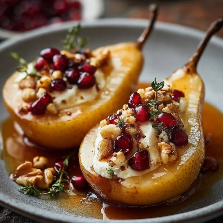 Baked Pears with Goat Cheese, Honey, and Cranberries