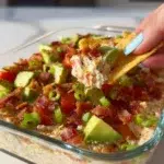 Delicious BLT Chicken Salad with bacon, lettuce, and chicken in a bowl