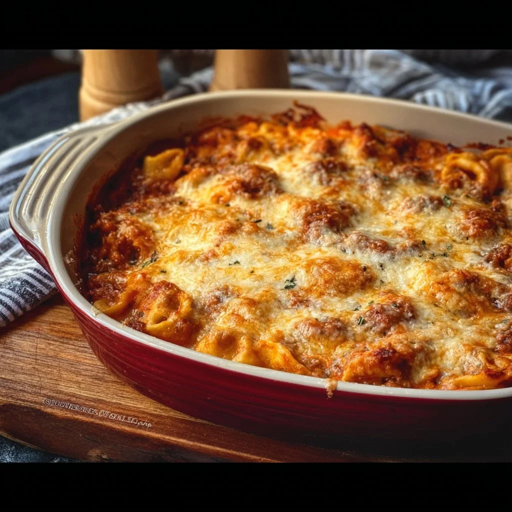 Cheesy Baked Tortellini Casserole With Meat Sauce 11 Cheesy Baked Tortellini Casserole With Meat Sauce