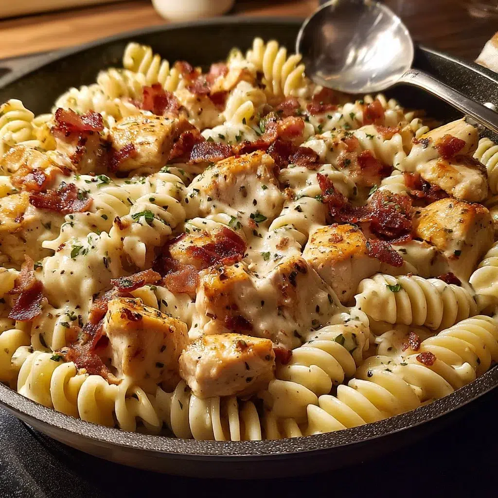 Chicken Bacon Ranch Pasta Everyone Will Crave 8 Delicious Chicken Bacon Ranch Pasta in a creamy sauce with crispy bacon