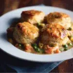 Delicious Chicken Pot Pie with Biscuits, featuring chicken, vegetables, and buttery crust.