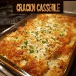 Delicious Crack Chicken Casserole topped with crispy bacon and cheese