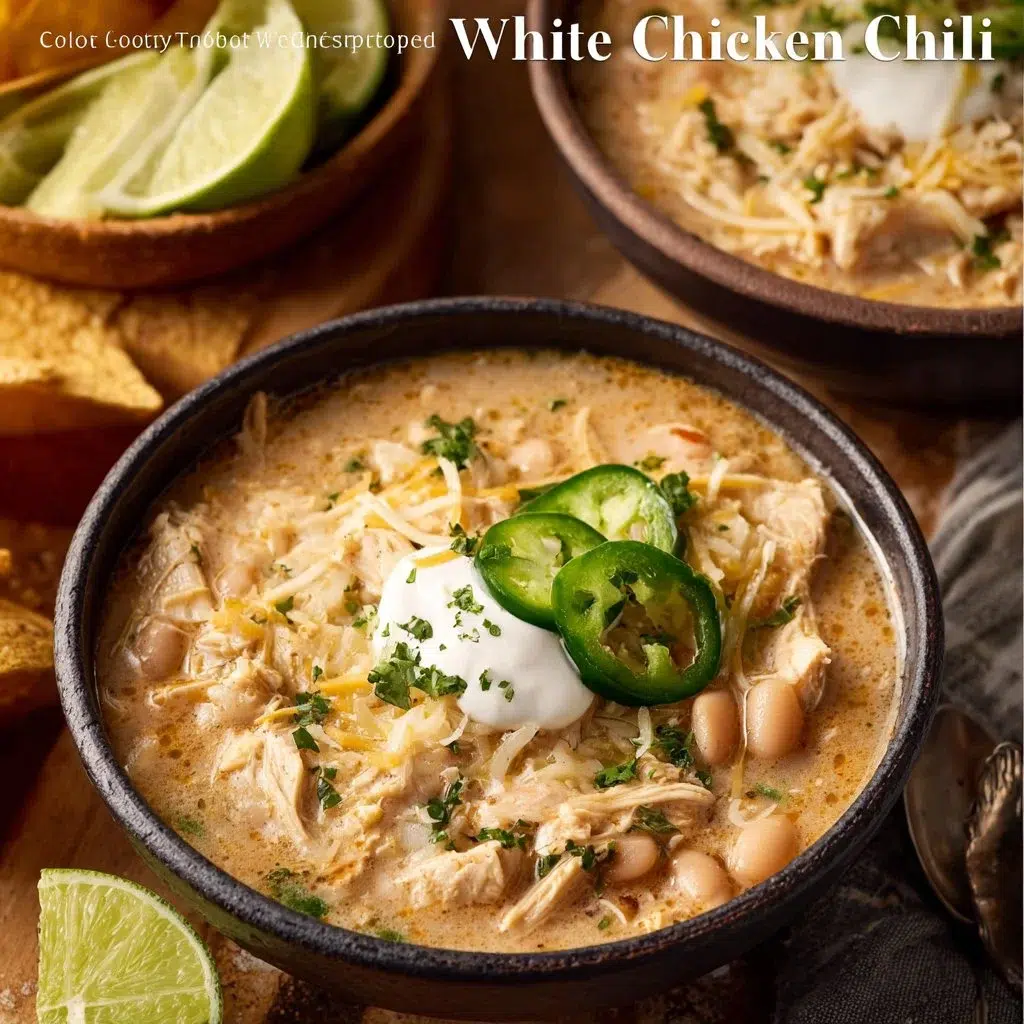 Crockpot White Chicken Chili with Cream Cheese - Easy Comfort Food Recipe 8 Crockpot White Chicken Chili with Cream Cheese