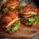 Croissant Smash Burger showcasing layers of buttery croissant and juicy beef patty