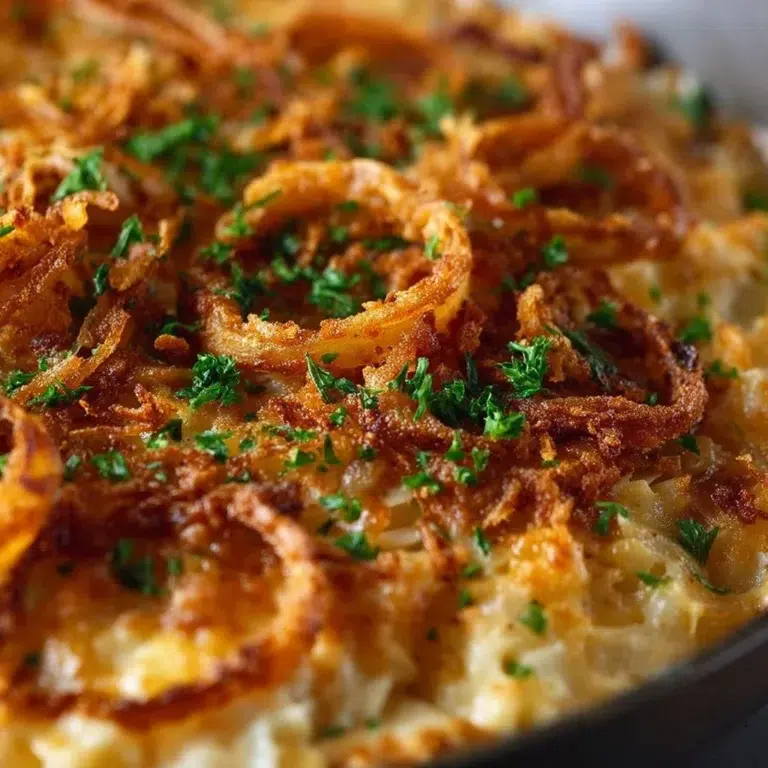 French Onion Chicken Orzo Casserole