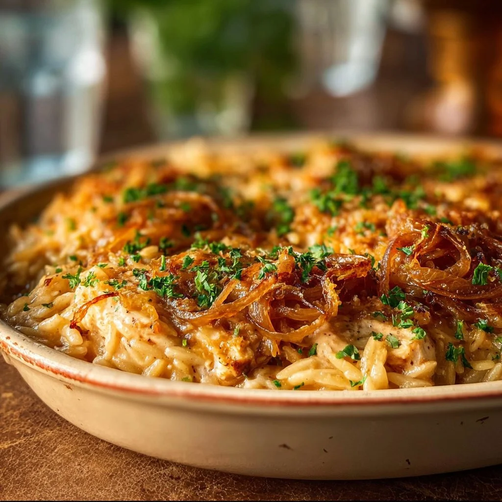 French Onion Chicken Orzo Casserole 10 French Onion Chicken Orzo Casserole
