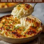 Bowl of French Onion Soup Rice topped with melted cheese and fresh herbs