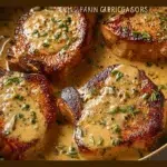 Garlic Parmesan Pork Chops served with herbs and spices