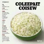 Bowl of vibrant, fresh coleslaw made with crunchy vegetables and dressing.