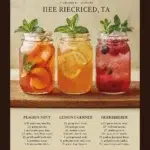Assorted healthy drinks and iced tea recipes for a refreshing experience.