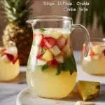 Refreshing Pineapple Sangria recipe with coconut rum in a glass