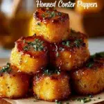 Southern-style Honey Butter Cornbread Poppers served on a wooden table.