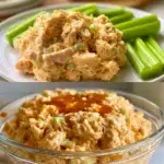 Healthy buffalo chicken salad served in a bowl with vibrant ingredients.