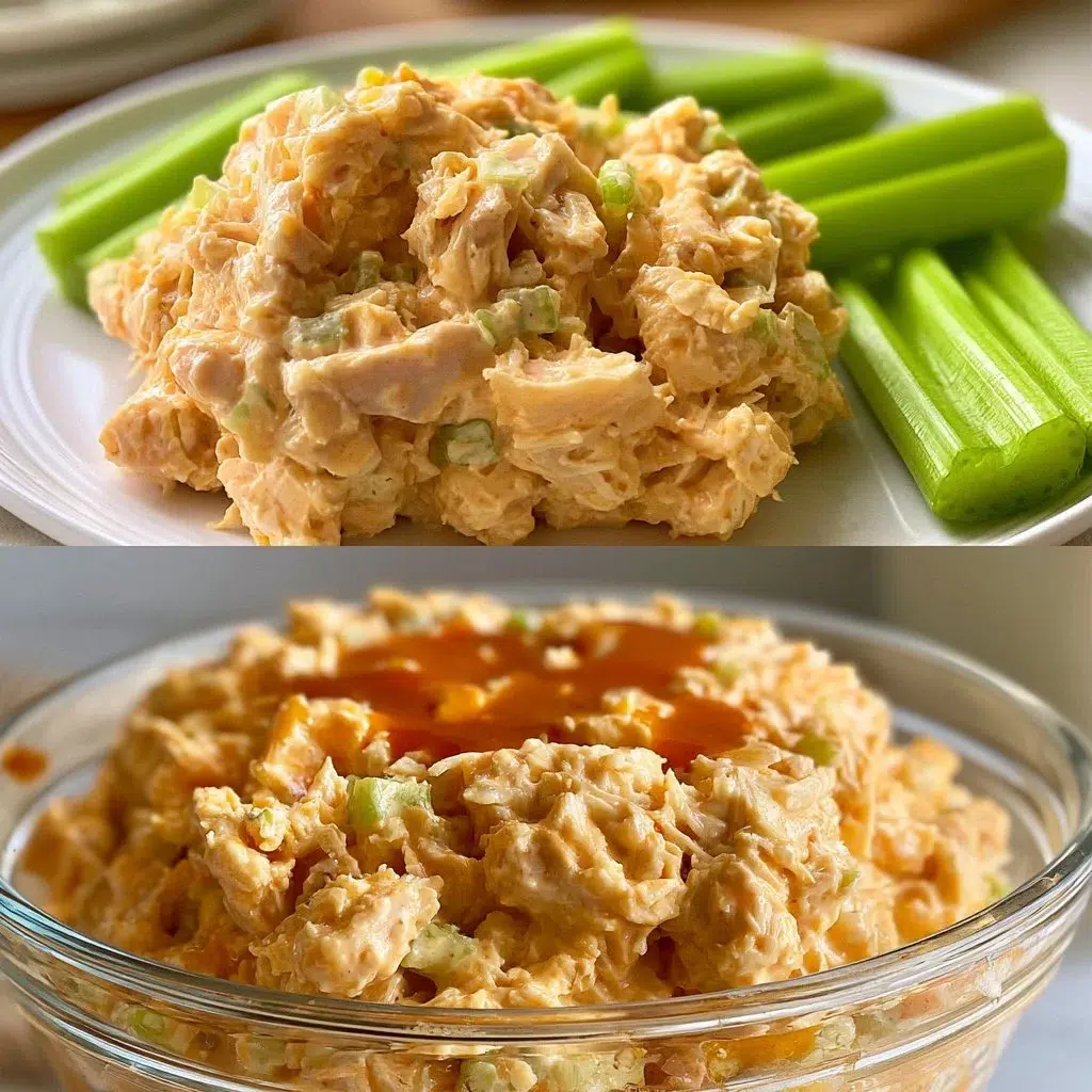 10 Minute Buffalo Chicken Salad: Quick and Healthy Recipe 1 Healthy buffalo chicken salad served in a bowl with vibrant ingredients.