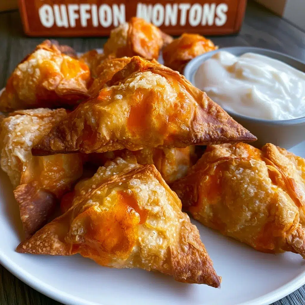 Air Fryer Buffalo Chicken Wontons Recipe – Delicious and Easy 6 Air Fryer Buffalo Chicken Wontons served on a plate with dipping sauce