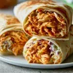 BBQ chicken coleslaw wraps served on a plate