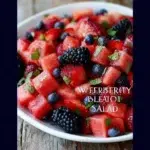 Refreshing berry watermelon fruit salad with vibrant colors and fresh ingredients