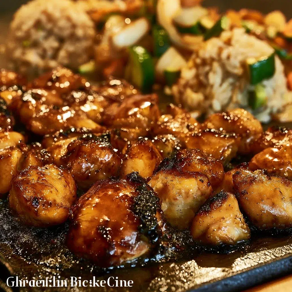 Blackstone Hibachi Chicken Recipe that Everyone Will Love 6 Blackstone Hibachi Chicken sizzling on a grill with fresh vegetables