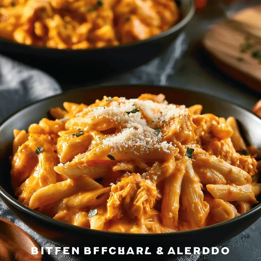 Buffalo Chicken Alfredo Pasta Recipe - A Flavorful Family Favorite 6 A creamy bowl of Buffalo Chicken Alfredo Pasta topped with green onions and crispy chicken.