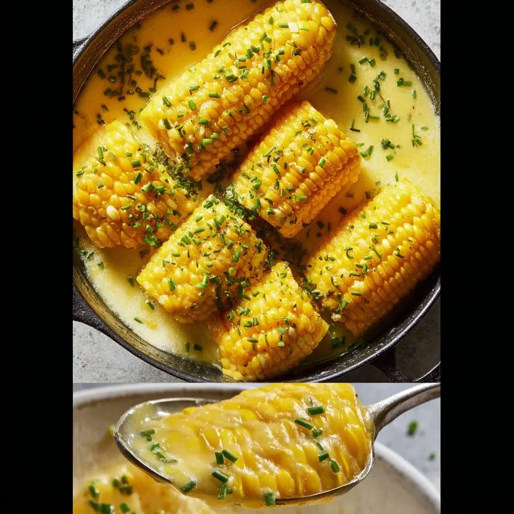 Delicious buttery boiled corn on the cob served on a plate.