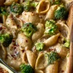 Delicious Cajun sausage pasta with peppers served in a bowl garnished with herbs.