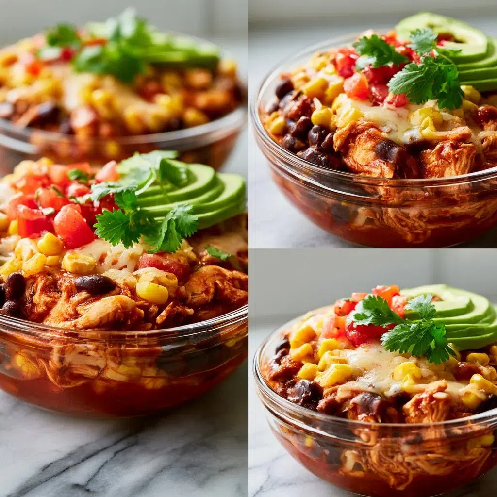 Chicken Enchilada Bowls | High-Protein Meal Prep for Busy Weeks 6 High-protein Chicken Enchilada Bowls served in meal prep containers