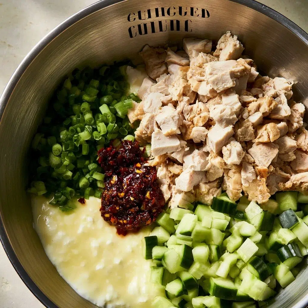 Easy 15-Minute High Protein Chicken Salad Recipe for a Healthy Meal 6 Easy high protein chicken salad served in a bowl with fresh ingredients