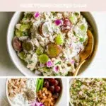 Healthy Greek yogurt chicken salad in a bowl with vegetables