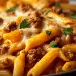 Gordon Ramsay's ground turkey pasta dish served in a cozy kitchen setting.