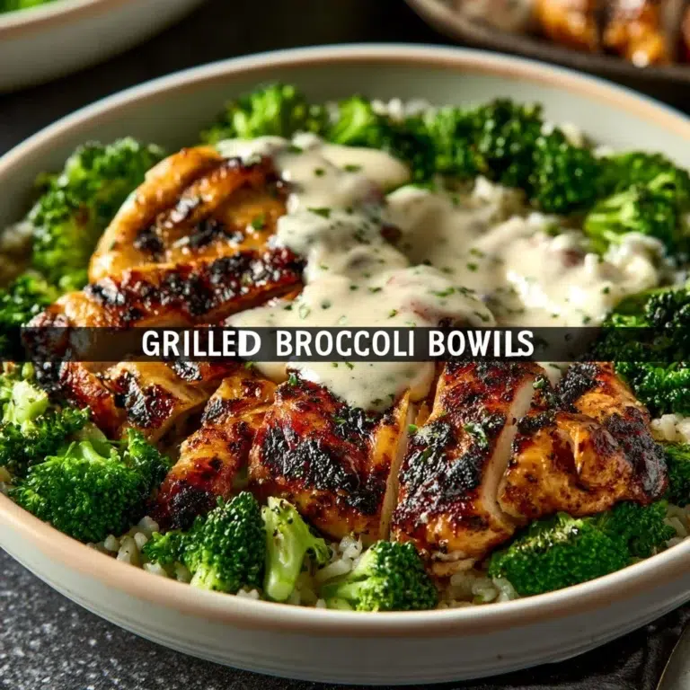 Grilled Chicken Broccoli Bowls with Creamy Garlic Sauce – Healthy Dinner Idea
