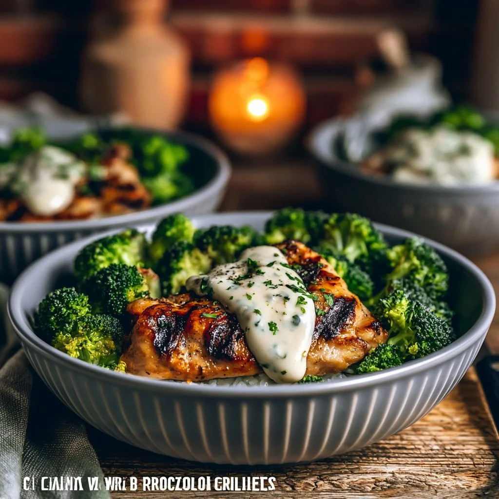 Grilled Chicken Broccoli Bowls with Creamy Garlic Sauce - Healthy Dinner Idea 8 Grilled Chicken Broccoli Bowls with Creamy Garlic Sauce – Healthy Dinner Idea