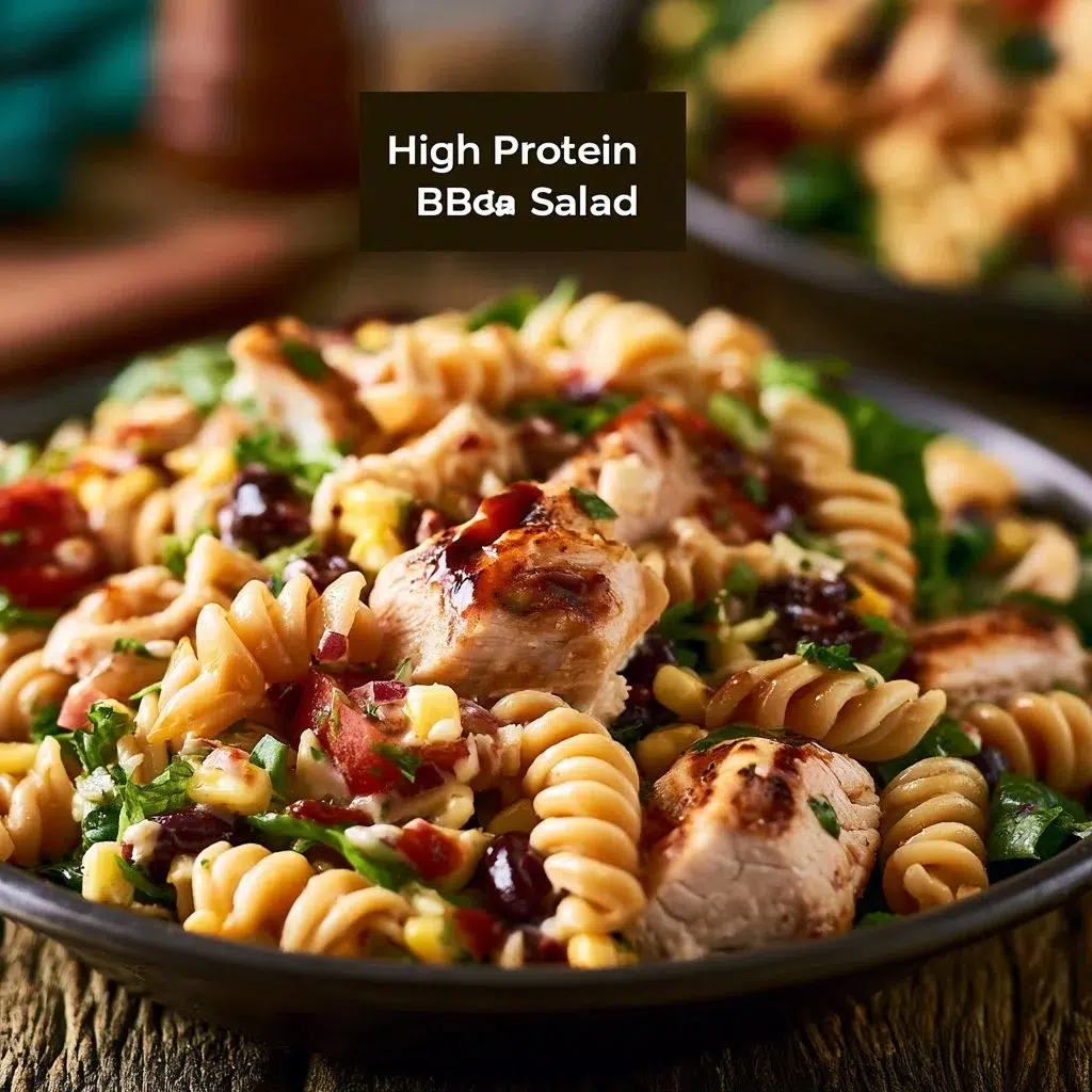 High Protein BBQ Chicken Pasta Salad