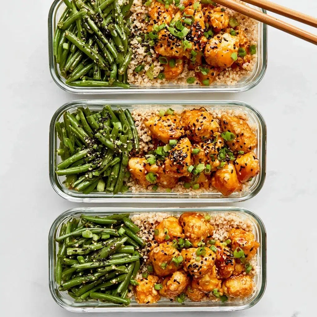 Honey Sriracha Chicken with Green Beans – A Perfect Weeknight Meal 6 Plate of Honey Sriracha Chicken with Green Beans garnished with sesame seeds